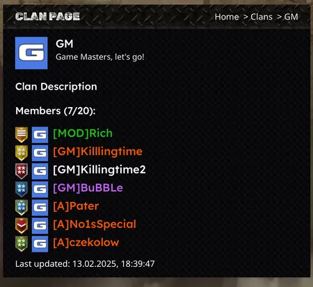 Screenshot of new clan page